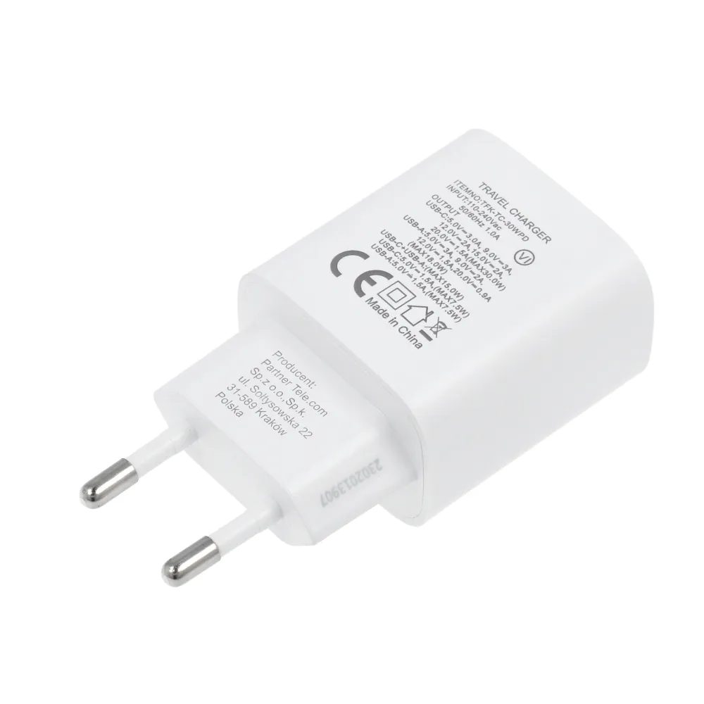 Forcell Adapter S USB-C I USB A Konektorom, 3A, 30W S PD I QC 4.0 Funkcijom Punjenja