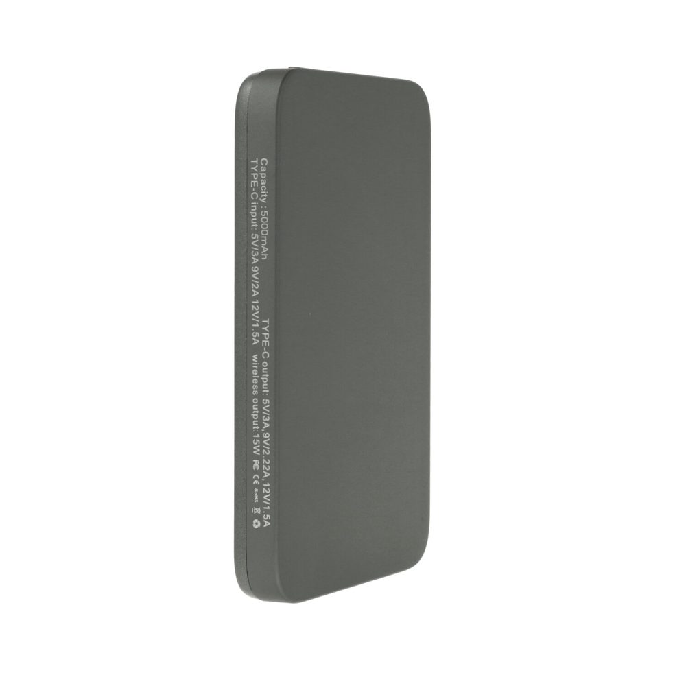 Ultraslim Magsafe bezdrôtová powerbanka, 5000mAh, PD20W, Quick Charge, sivá