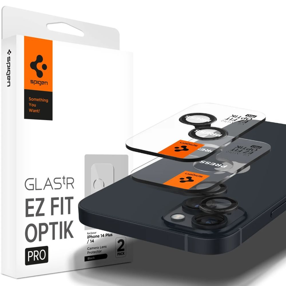 Spigen Optik.TR Ez Fit Ochrana Fotoaparátu, 2 Kusy, IPhone 14/14 Plus/15/15 Plus, čierna