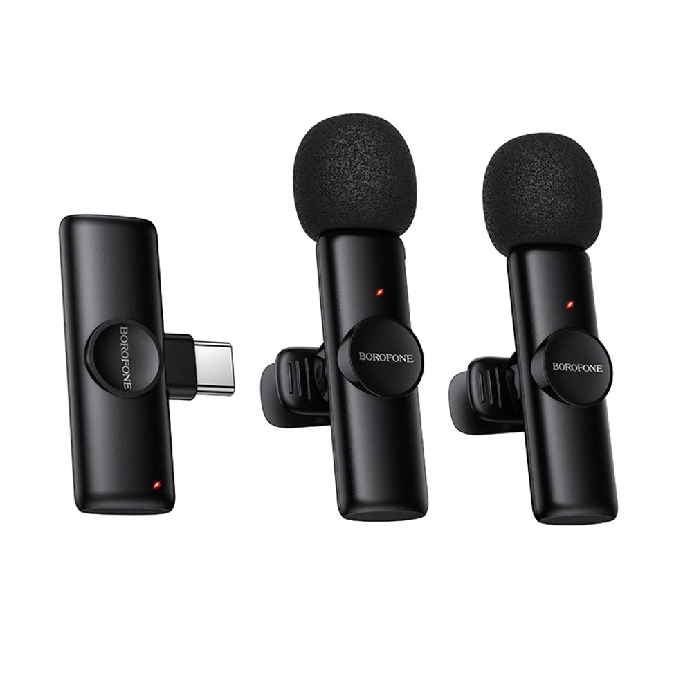 Levně Borofone BFK16A Bezdrátový mikrofon USB-C, 2 kusy, černý