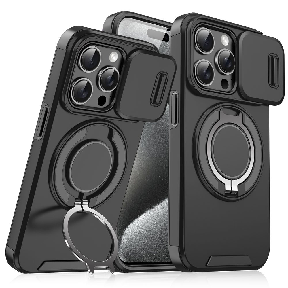 Camslide Stand obal, iPhone 15, čierny