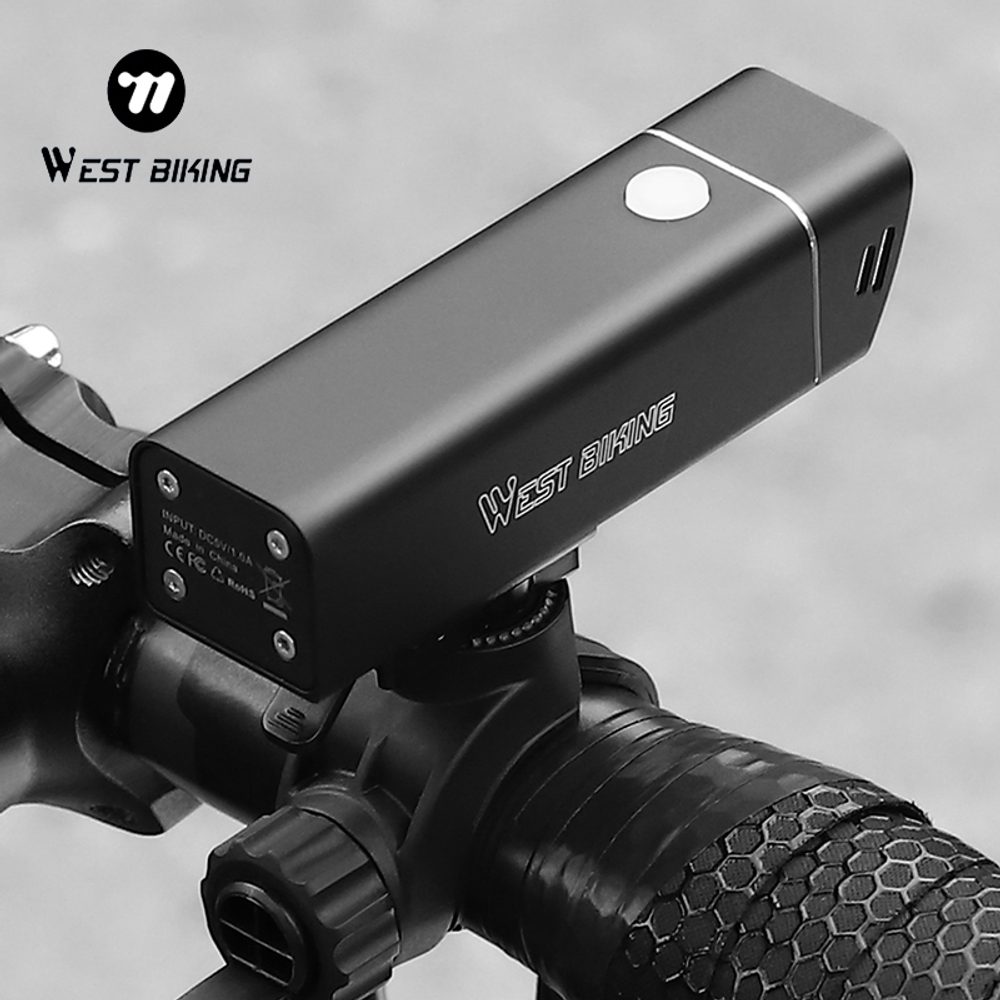 West Biking Vodotesné predné svetlo na bicykel, IPX6, 5 režimov, čierne