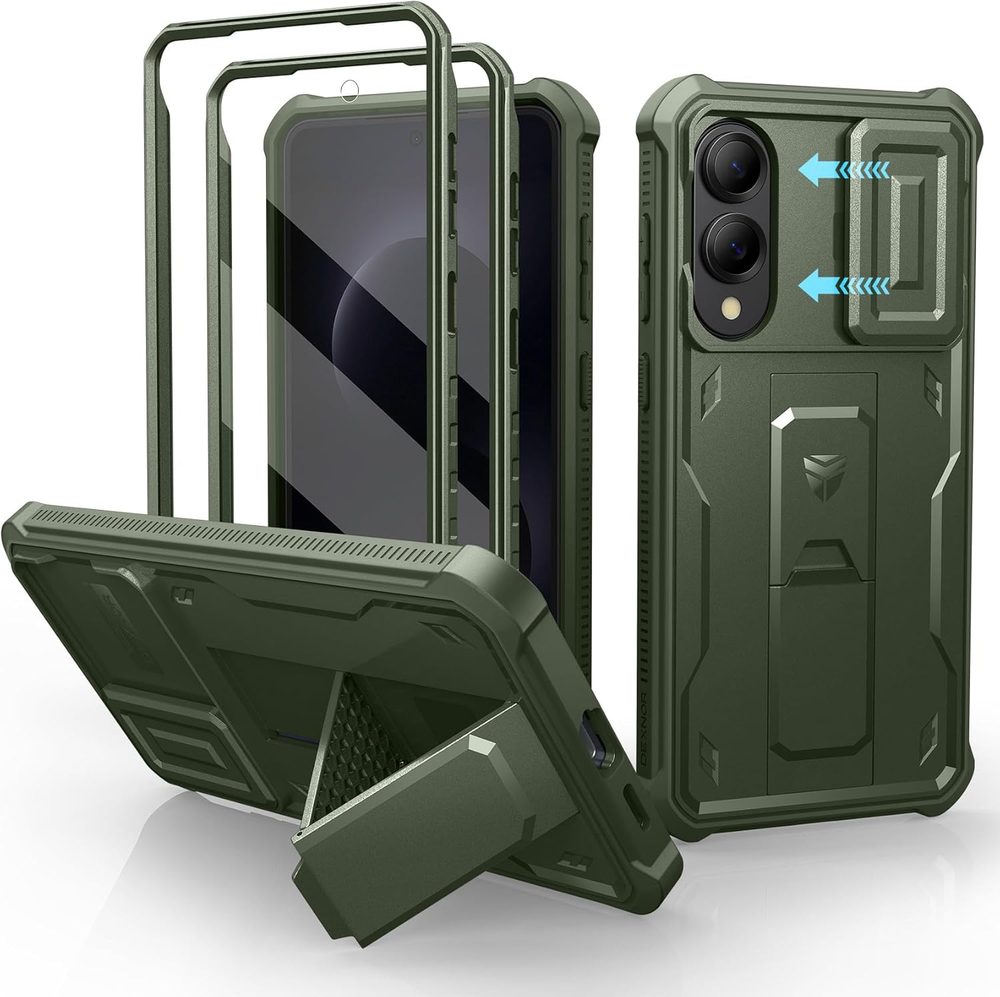 Dexnor 360 Kickstand Camprotector obal Samsung Galaxy S25 Edge, zelený