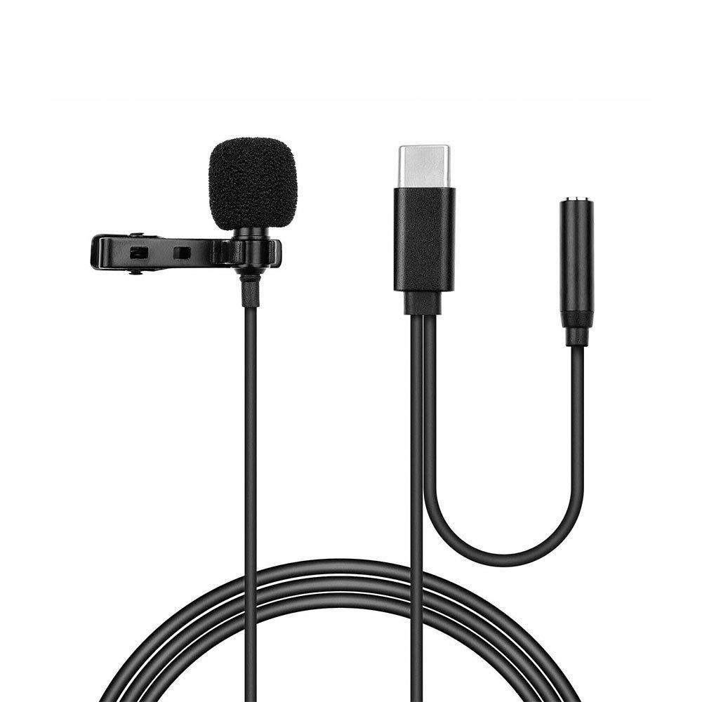 Techsuit WL1 Vezetékes öltözőmikrofon, USB-C, 3,5 Mm-es Csatlakozó, Zajcsökkentés, Fém Klipsz, Fekete