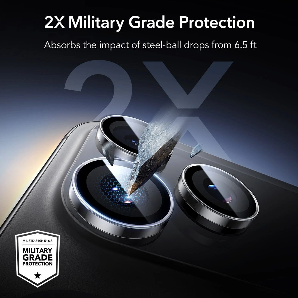 ESR Armorite Tvrdené sklo na objektív fotoaparátu, iPhone 14 Pro / Max / 15 Pro / Max / 16 Pro / Max / 17 Pro / Max, priehľadné