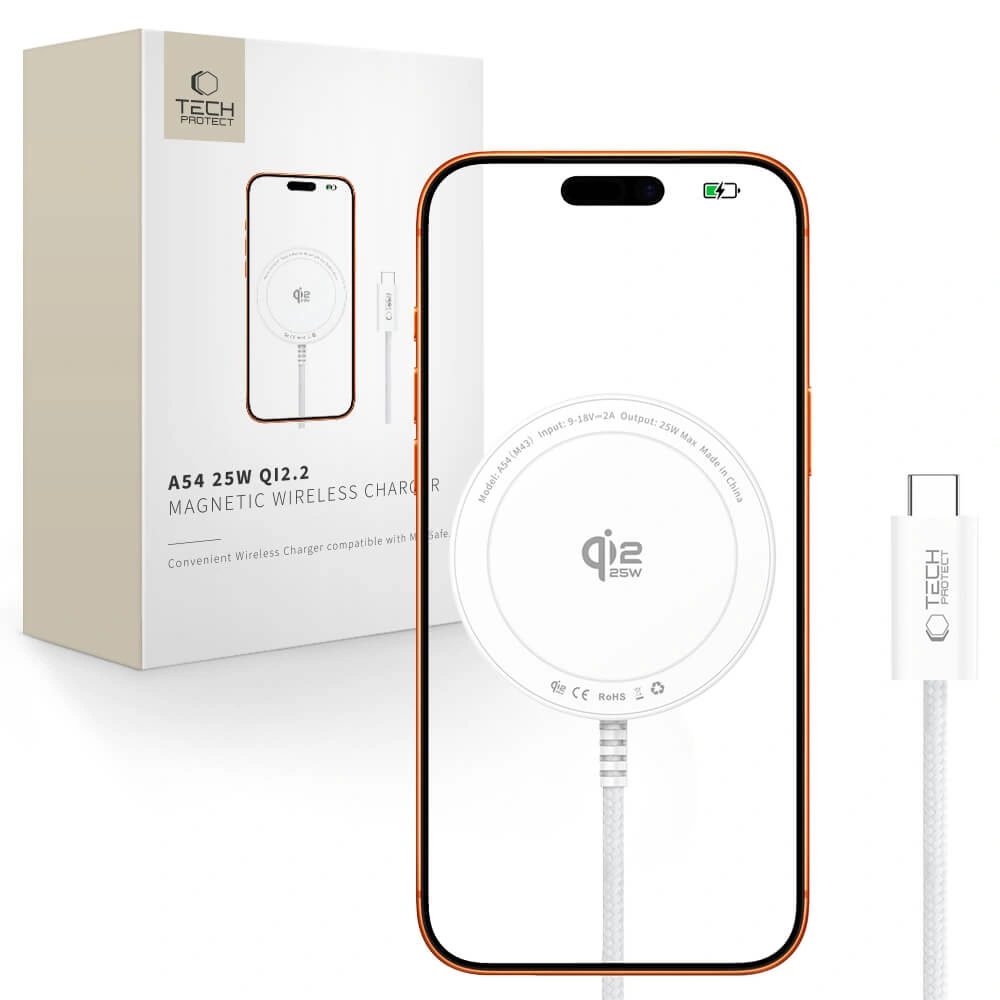 Tech-Protect A54 Încărcător Wireless MagSafe 25 W QI2.2, alb