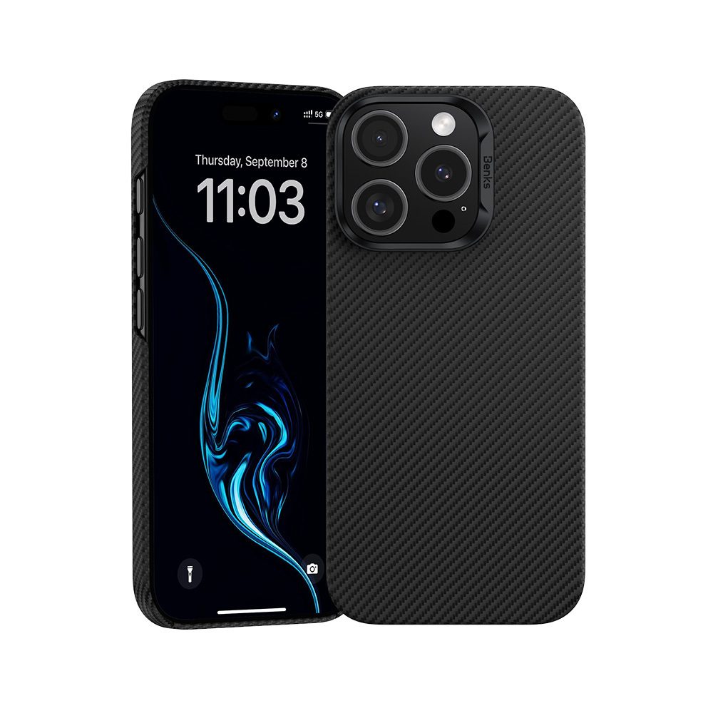 Benks Magnetic Armor Air Kevlar tok PC keret, iPhone 16 Pro, fekete