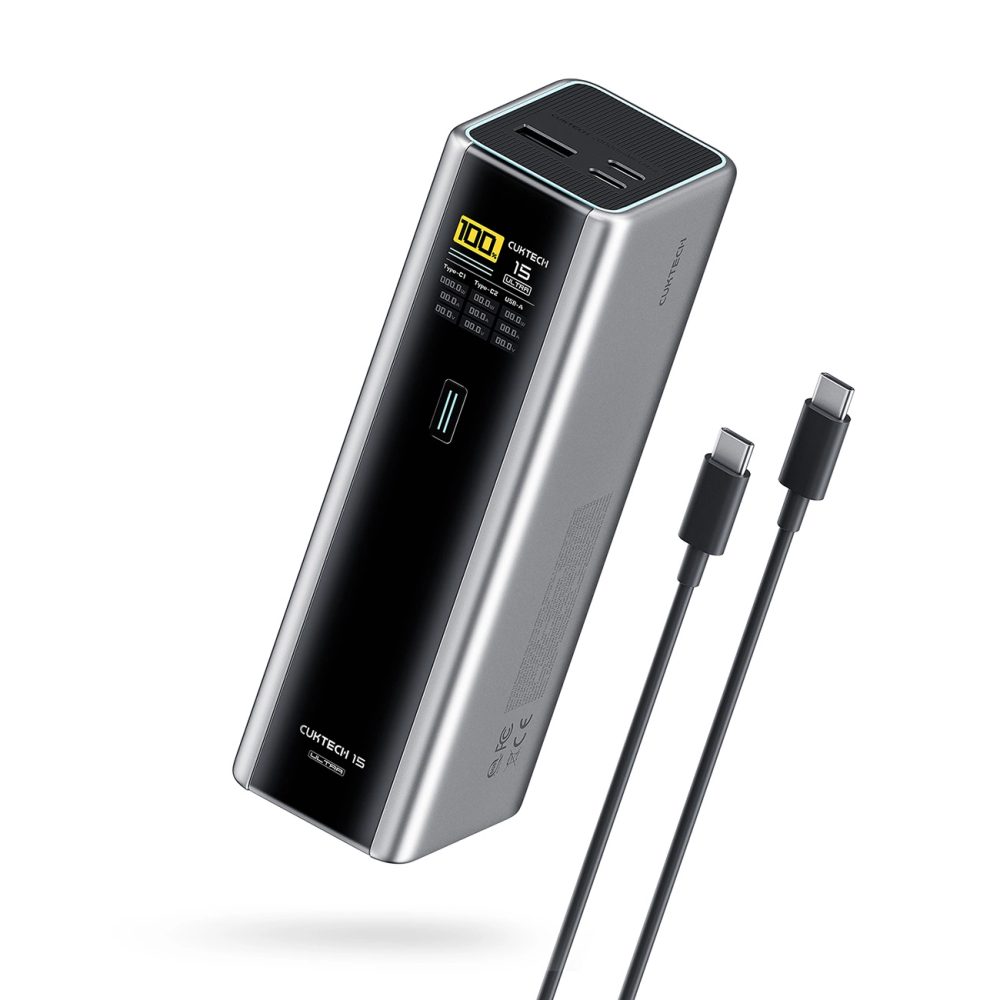 Levně Cuktech CKPB200UGLGR Powerbanka 20000mAh, 2x USB-C + USB-A, 210W, šedá