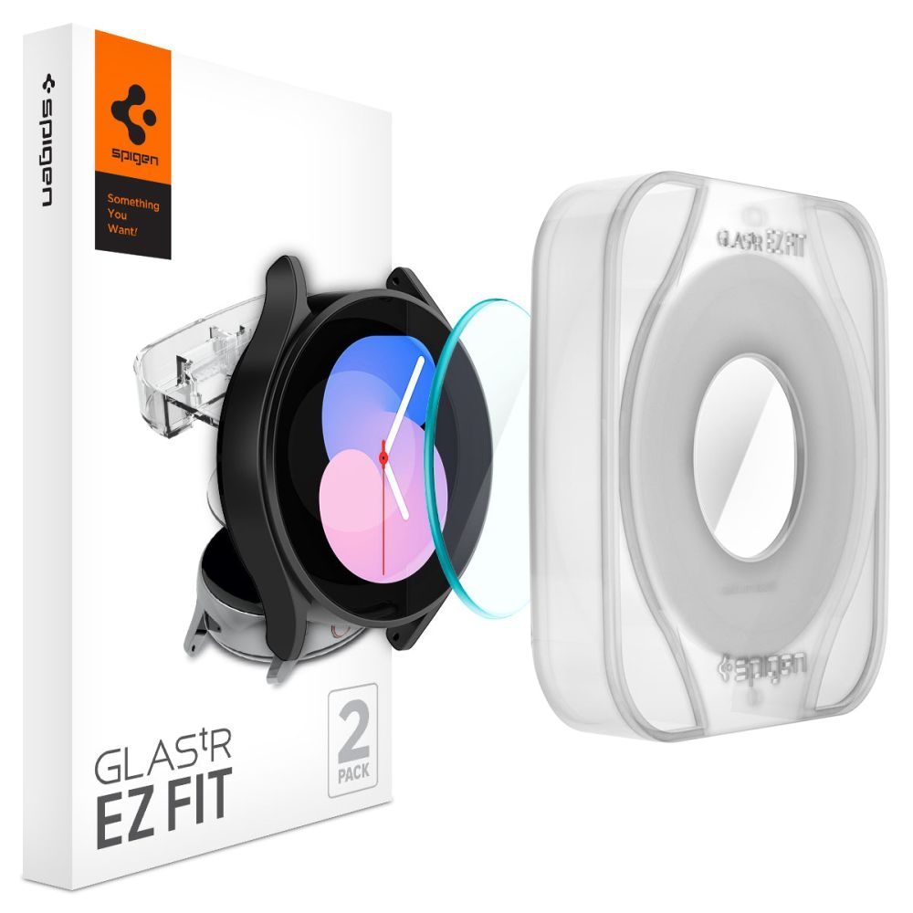 Spigen Glas.TR EZ Fit Kaljeno Staklo 2 Komada, Samsung Galaxy Watch 4 / 5 (40 Mm)