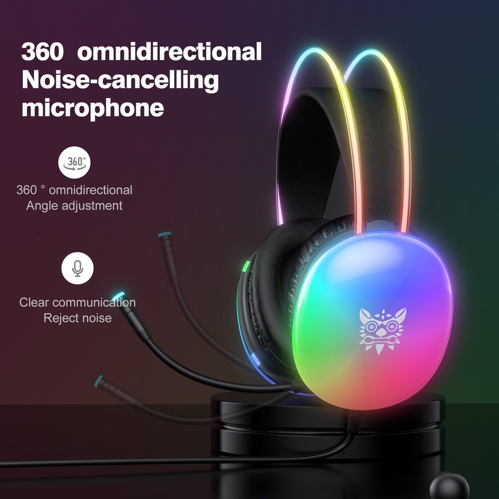 Onikuma X25 Herné slúchadlá s mikrofónom, RGB, čierna