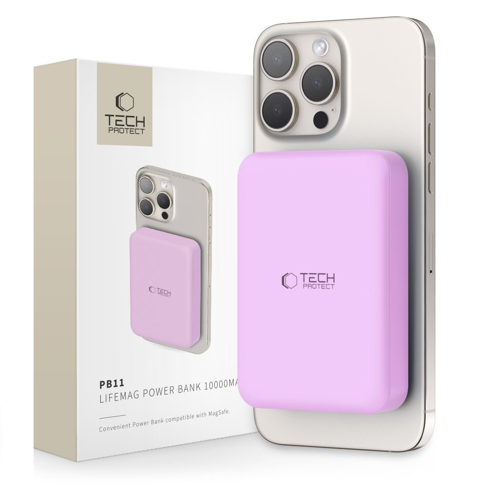 Tech-Protect PB11 LifeMag PowerBank MagSafe, 10000 mAh, rózsaszín