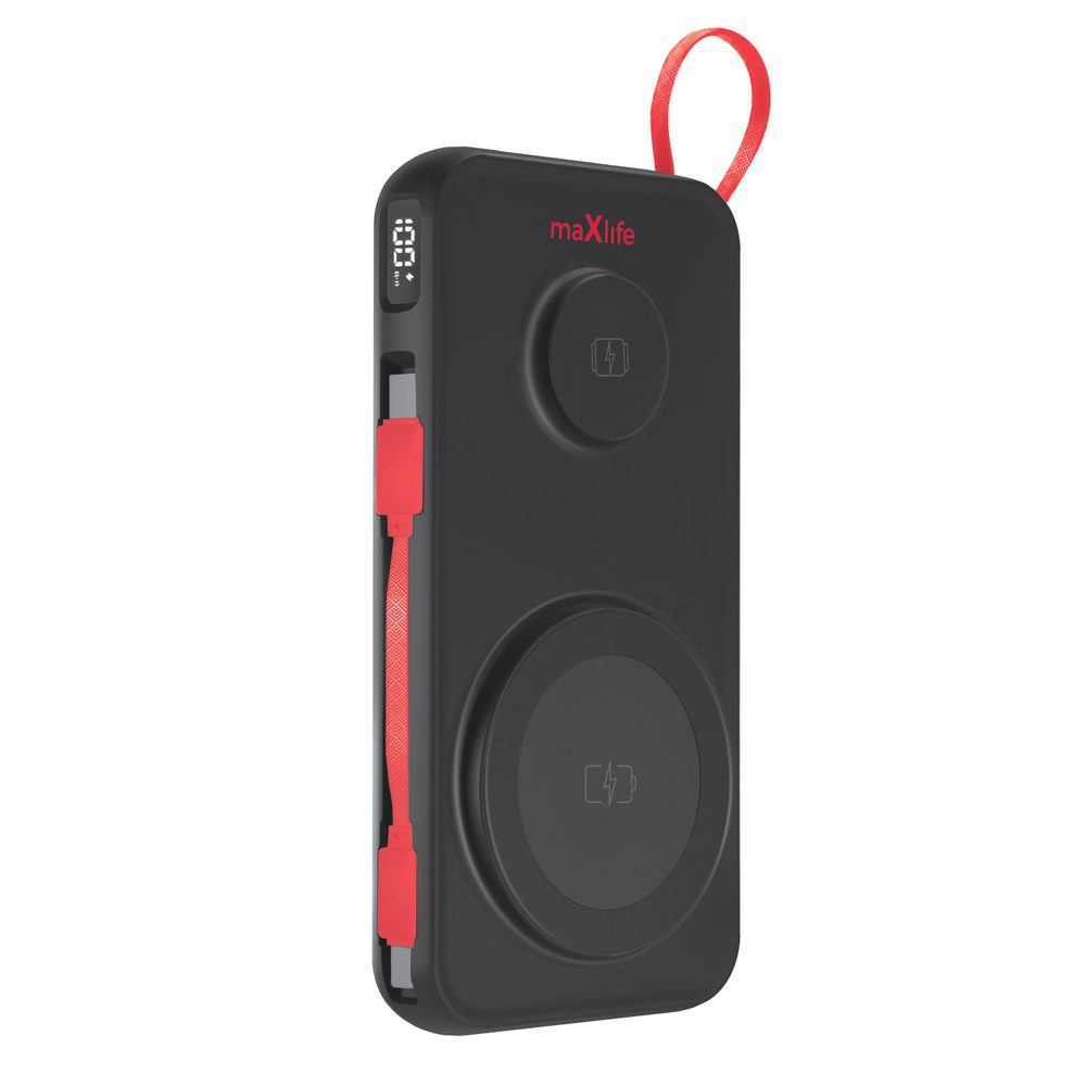 Maxlife bežična powerbanka 3u1 (MXPB-08), 10000 mAh, crna.