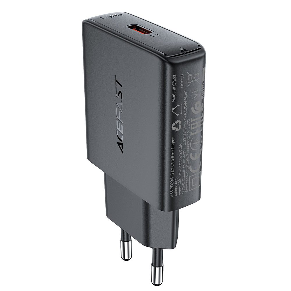 Levně Acefast nabíječka (A65) USB-C, GaN, 20 W, černá