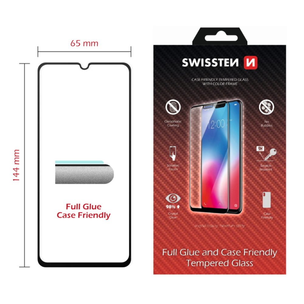 Swissten Full Glue, Color Frame, Case Friendly, Zaštitno Kaljeno Staklo, Samsung Galaxy A41, Crna
