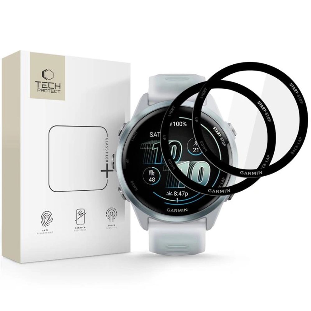 Tech-Protect Glass Flex+, Garmin Forerunner 570 (42 mm), černé, 2 kusy