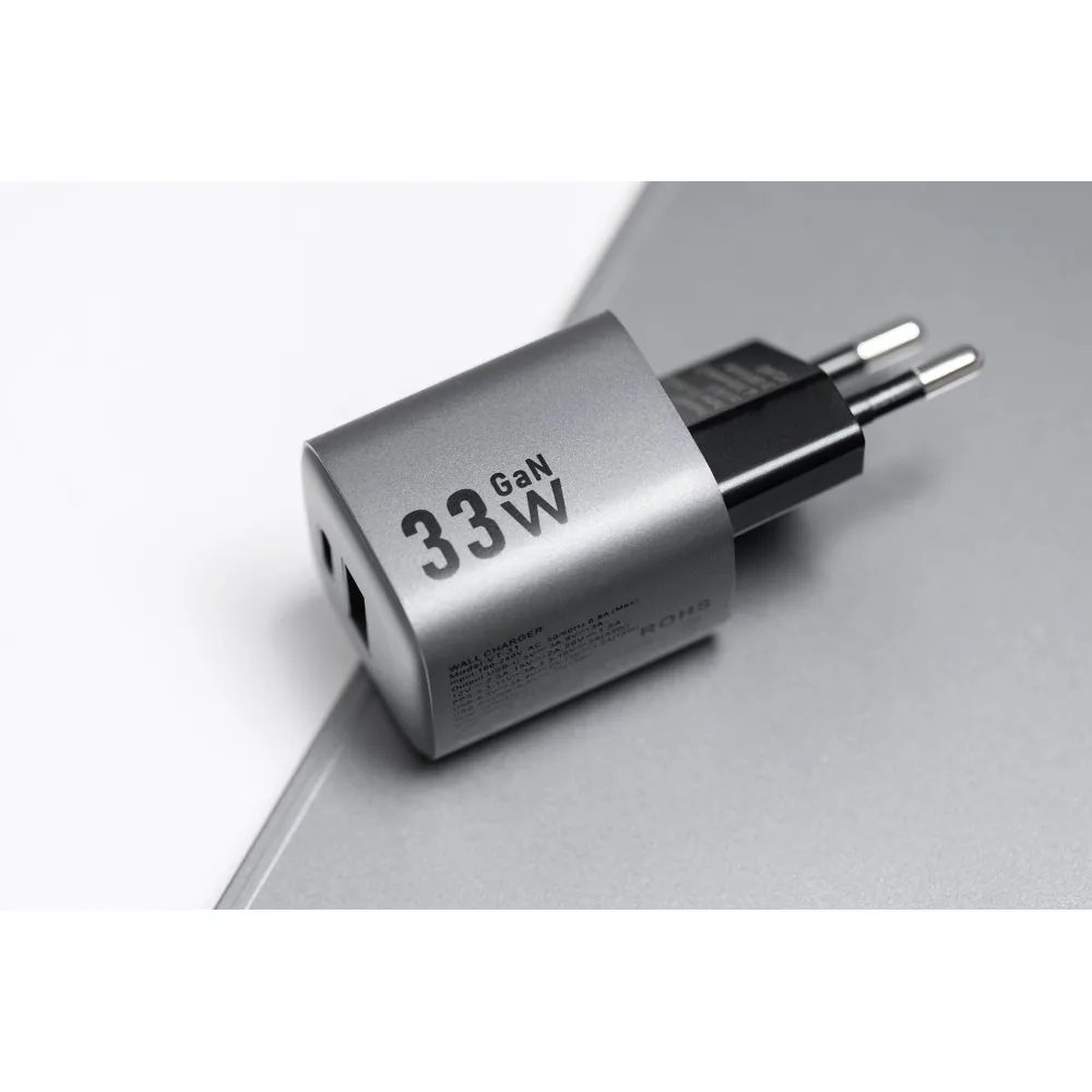 Forcell F-Energy adaptér VT-31 33W GaN USB-C a USB A, sivý