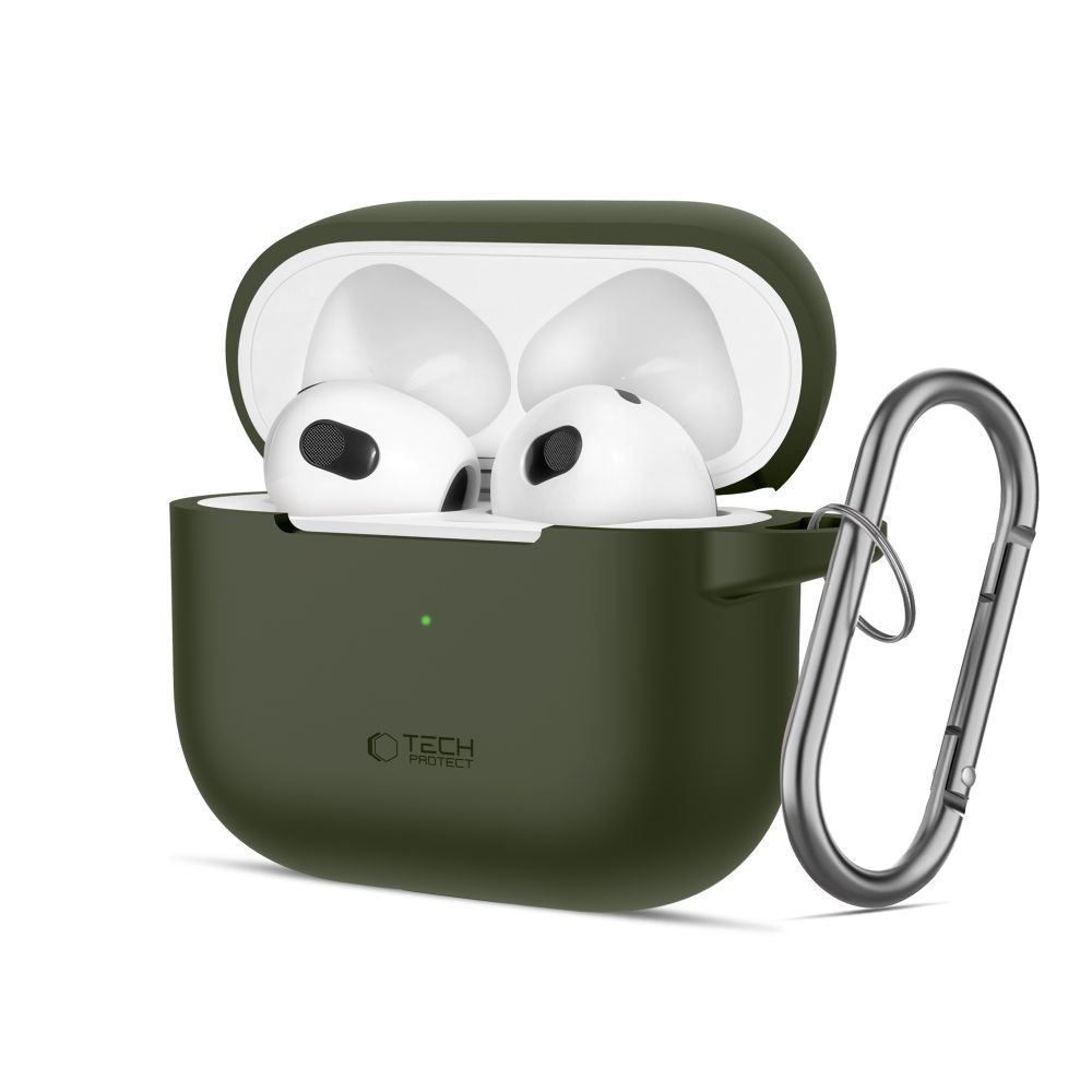 Levně Tech-Protect Silikonové pouzdro, Apple AirPods 3, zelené