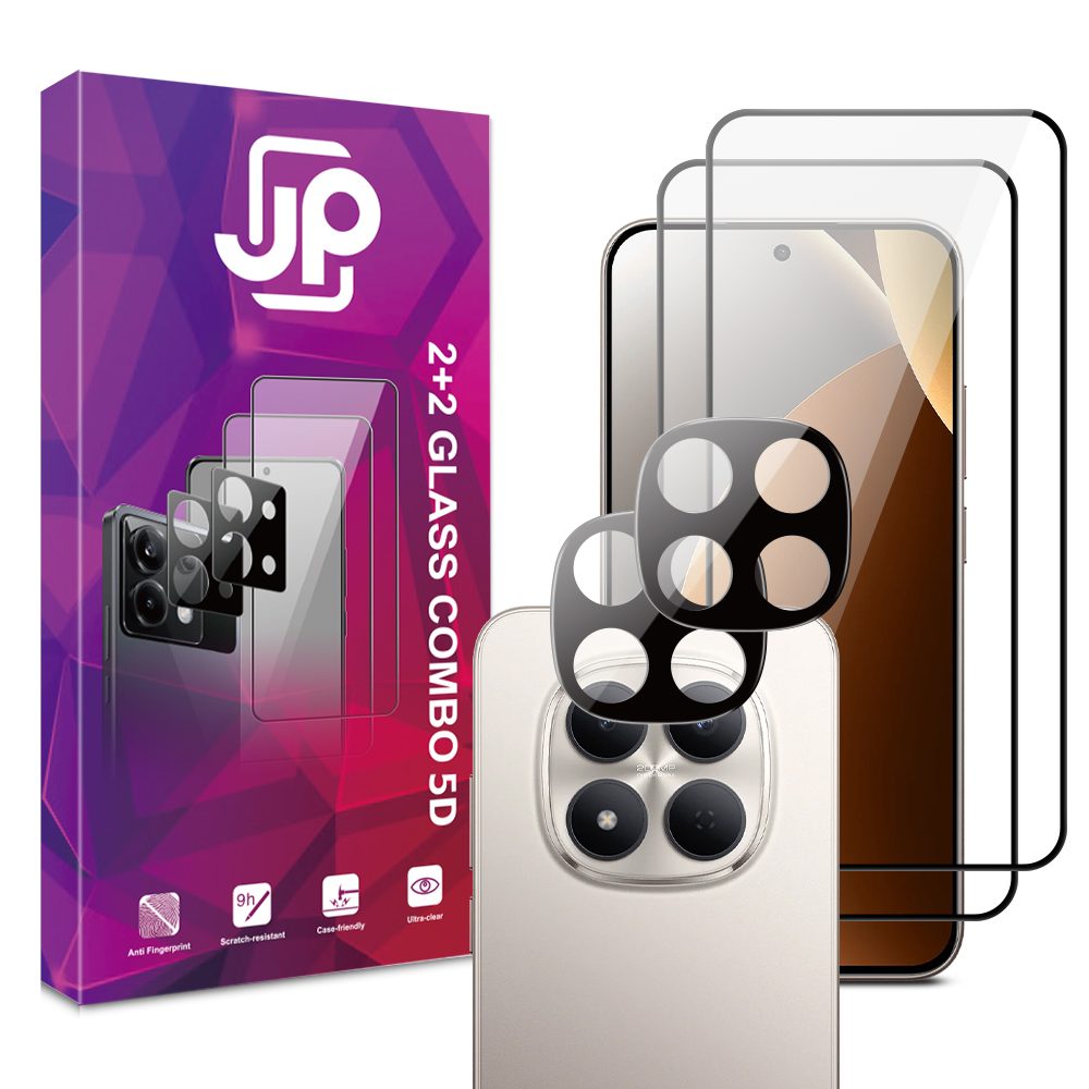 Levně JP 5D Combo pack, Sada 2 5D tvrzených skel a 2 sklíček na fotoaparát, Xiaomi Redmi Note 15 Pro Plus 5G