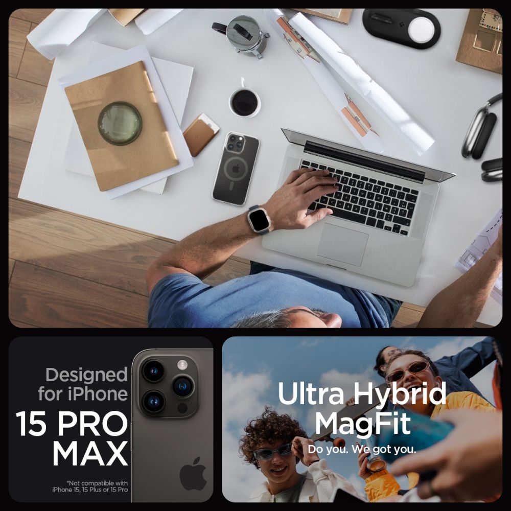 Spigen Ultra Hybrid Mag S MagSafeom, IPhone 15 Pro Max, Grafit