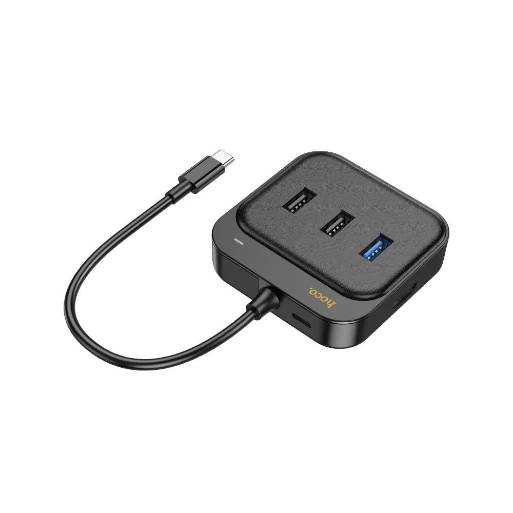 Hoco Adaptér HUB 6v1 USB-C Na HDTV + RJ45 + USB3.0 + 2x USB2.0 + USB-C PD100W, 0,2 M, čierny (HB37)