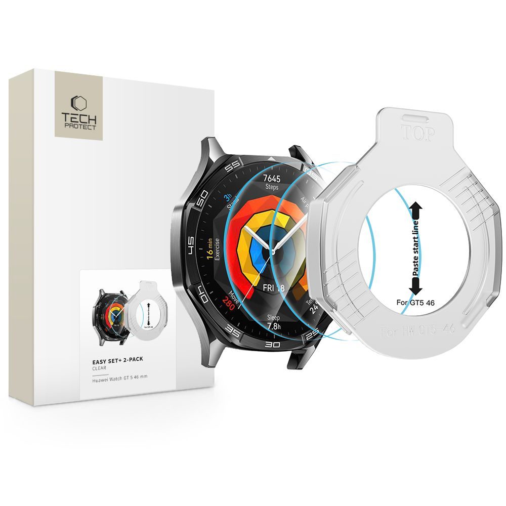 Tech-Protect Tvrdené sklo Easy Set+, Huawei Watch GT 5 (46 mm), 2 kusy