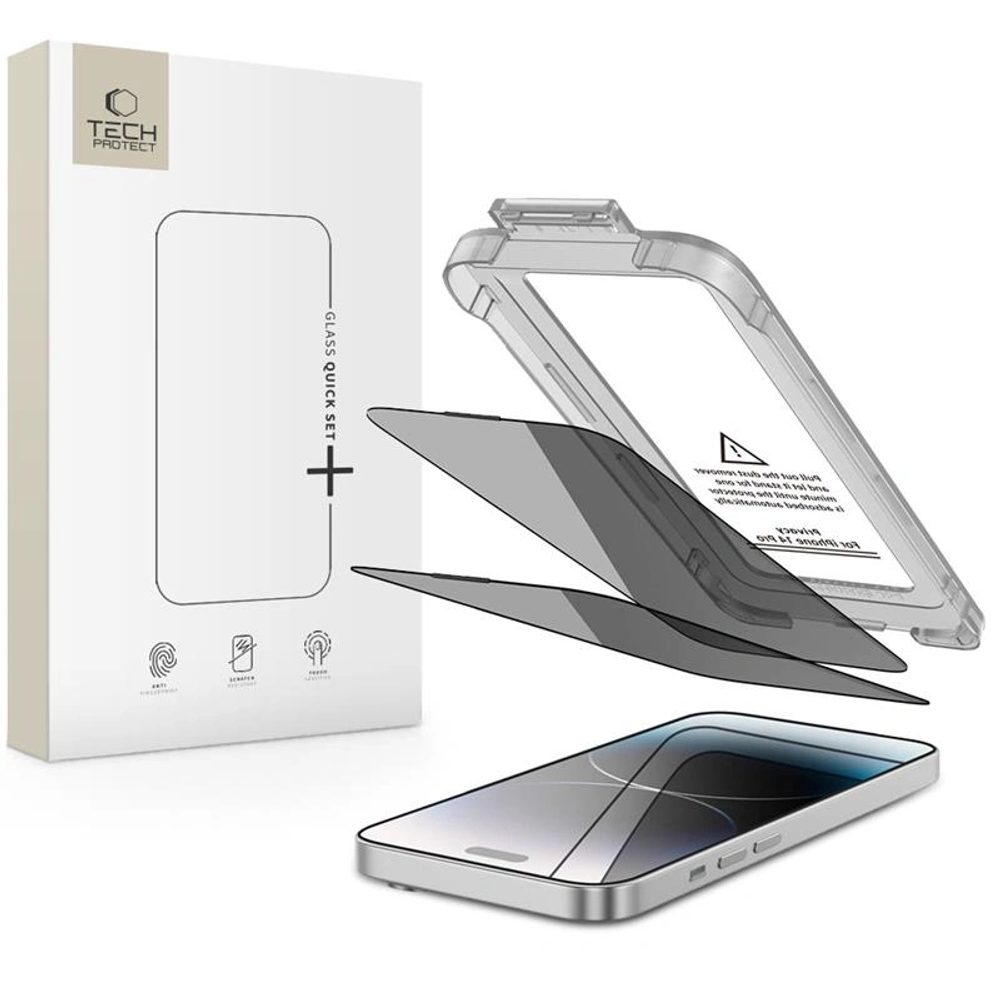 Tech-Protect Privacy edzett üveg Quick Set+, iPhone 14 Pro, 2 darab