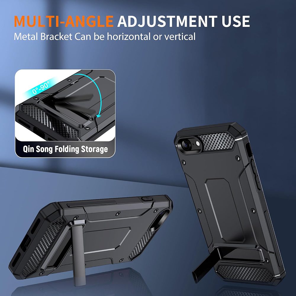 Techsuit Hybrid Armor Kickstand, IPhone 7 / 8 / SE 2020 / SE 2022, čierny