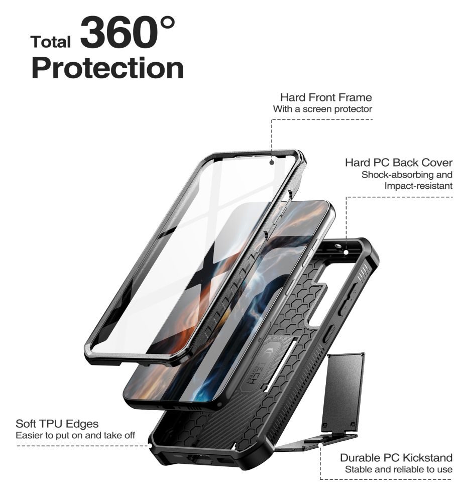 Tech-Protect Kevlar Pro Case, Samsung Galaxy S23, Crna