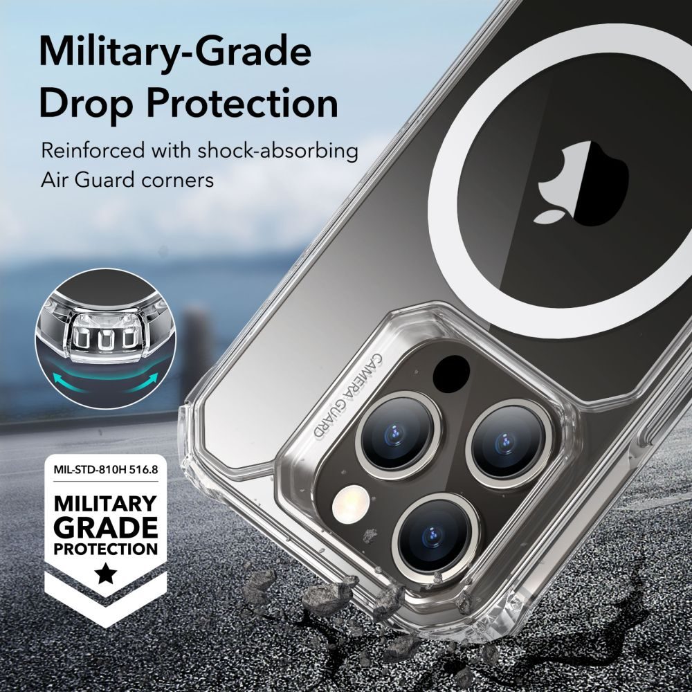 ESR Air Armor HaloLock S MagSafe Obal, IPhone 15 Pro Max, Průhledný