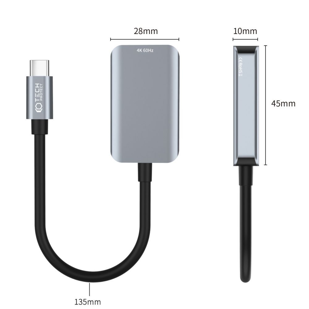 Tech-Protect UltraBoost Adapter USB-C - HDMI 4K 60Hz, črn