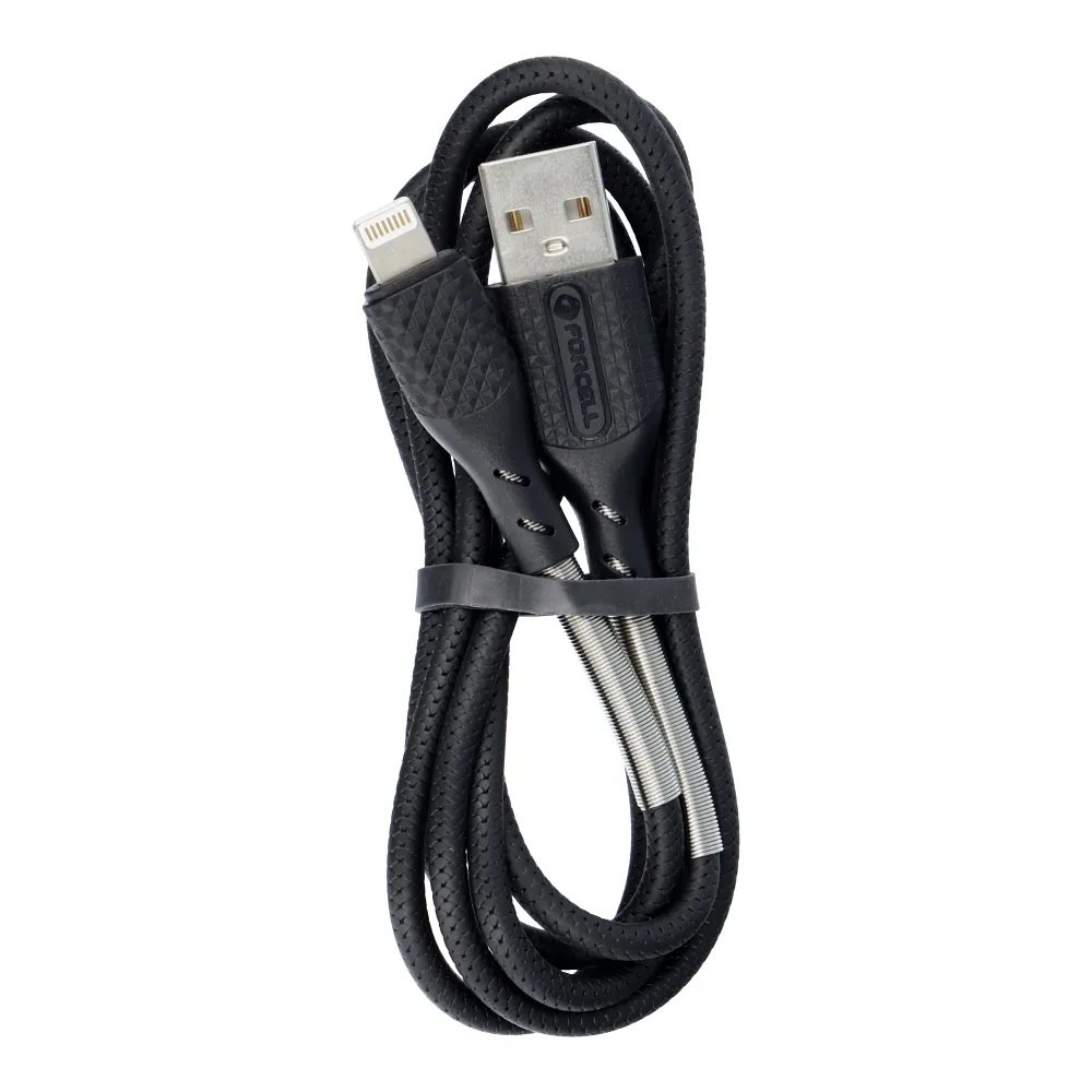 Forcell Carbon Kábel, USB A - Lightning, 2,4A, CB-01A, Fekete, 1 Méter