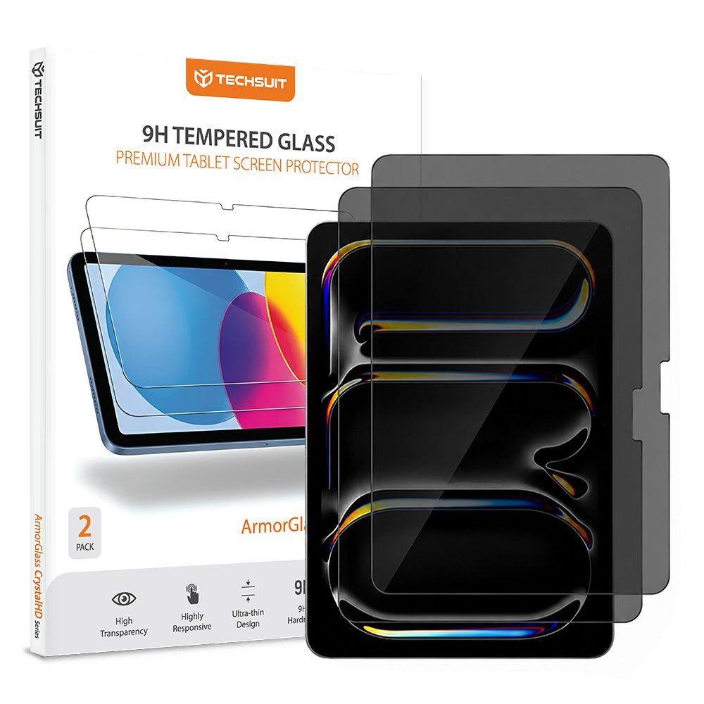 Techsuit ArmorGlass CrystalHD Privacy, iPad Pro 11 (2024) / iPad Pro 11 (2025), 2 bucăți