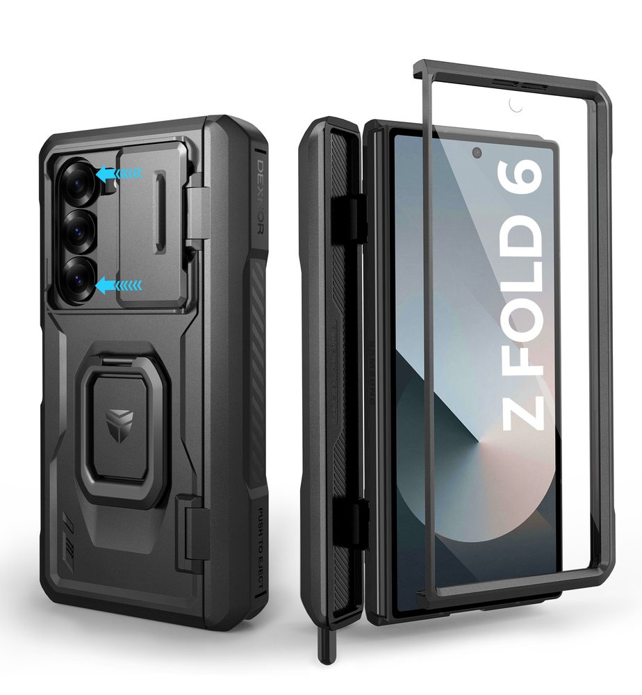 Dexnor 360 Kickstand táborvédő borító Samsung Galaxy Z Fold 6, fekete