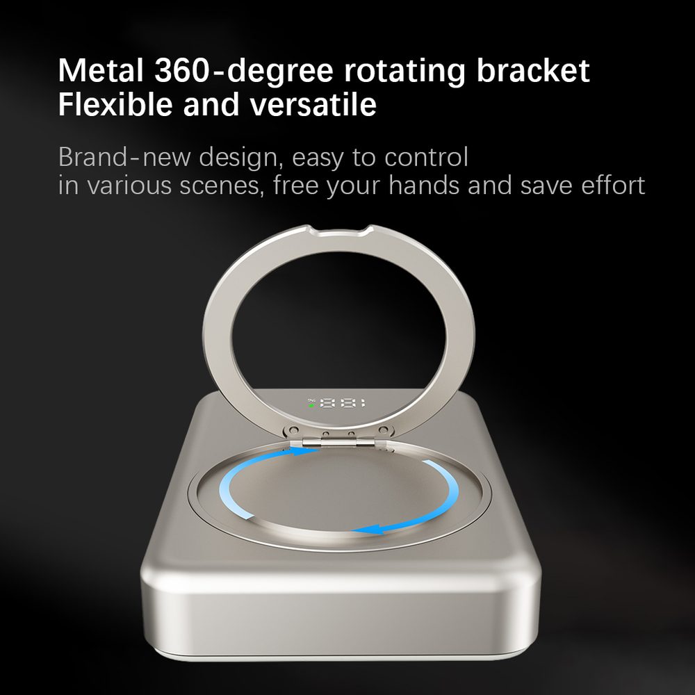 UltraThin MagSafe Powerbanka 5000 mAh s otočným stojanom, PD20W + 15W bezdrôtovo, čierna