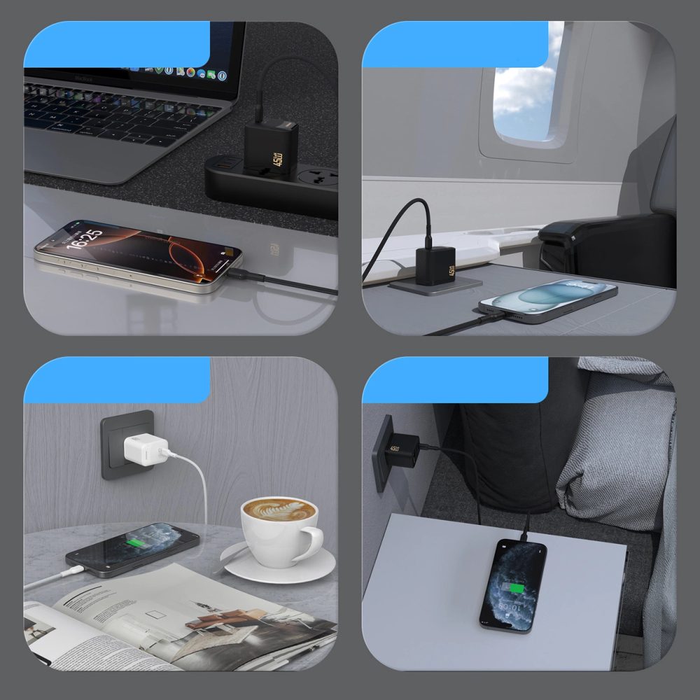 Dudao A28C nabíjačka + USB-C kábel, 45W, GaN, čierna