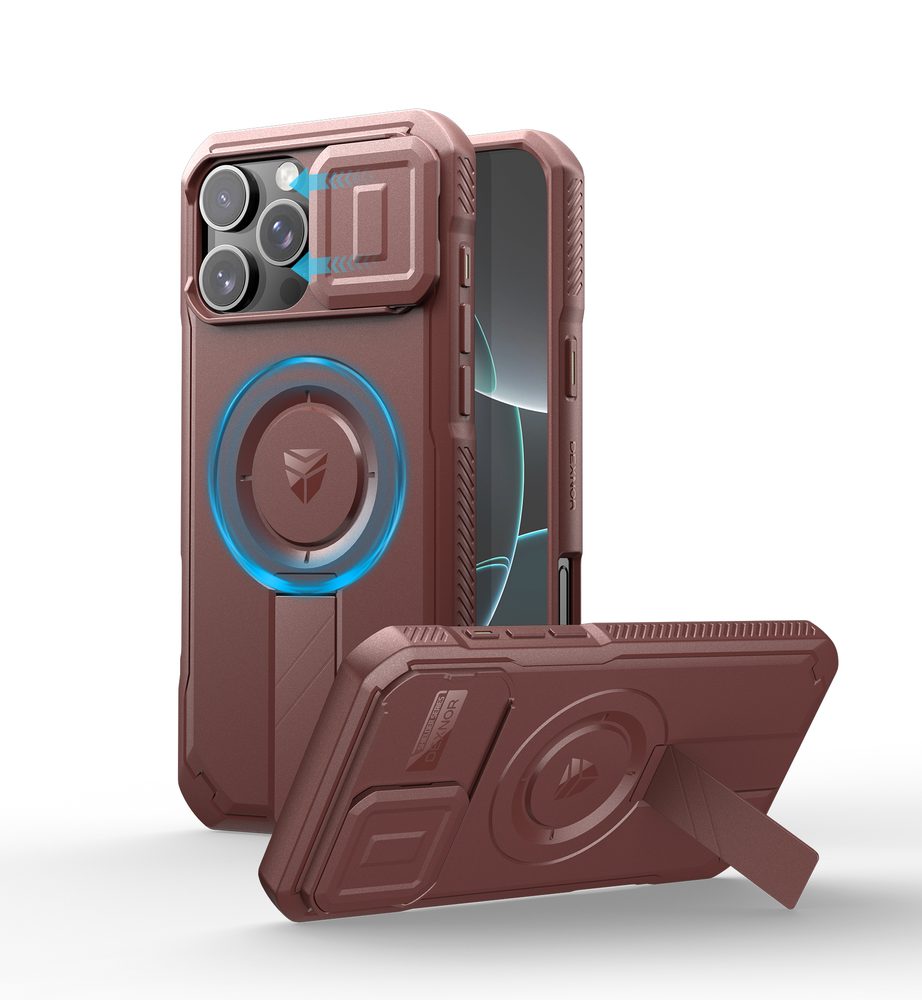 Levně Dexnor MagSafe Kickstand Camprotector obal iPhone 16, vínový