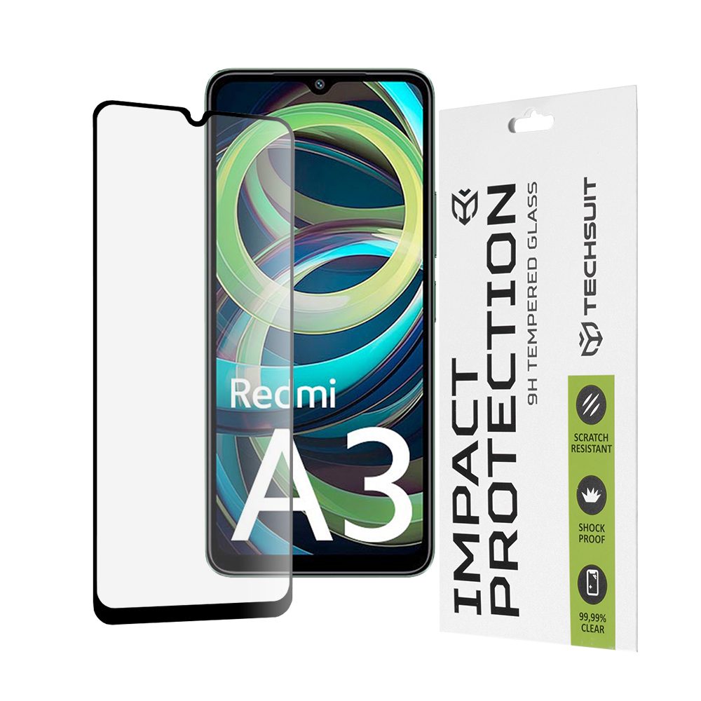 Techsuit 111D Edzett üveg, Xiaomi Redmi A3, fekete
