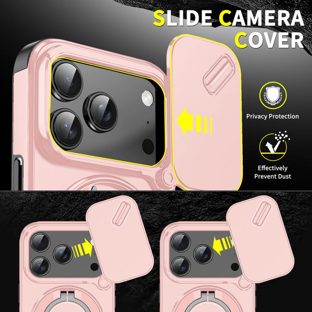 Camslide Stand obal, iPhone 17 Pro, ružový