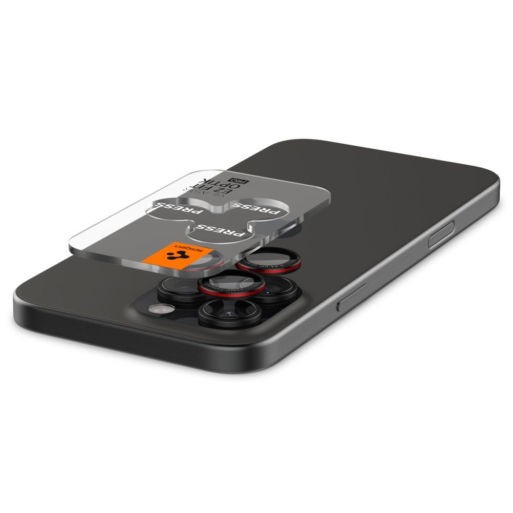 Spigen Optik Pro L-Series TR Ez Fit ochrana fotoaparátu, 2 kusy, iPhone 14 Pro / Max / 15 Pro / Max / 16 Pro / Max / 17 Pro / Max, čierna