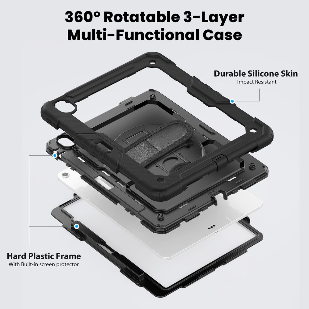 JP Solid360 obal na tablet, iPad Air 11 2024 / 2025 / 2026, čierny