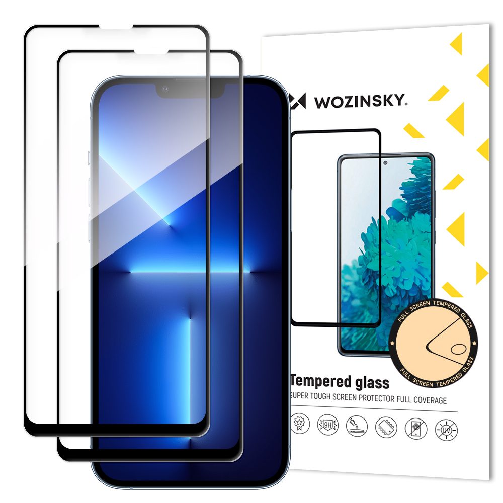 Wozinsky 2x 5D Zaščitno Kaljeno Steklo, IPhone 13 / 13 Pro / 14, črn