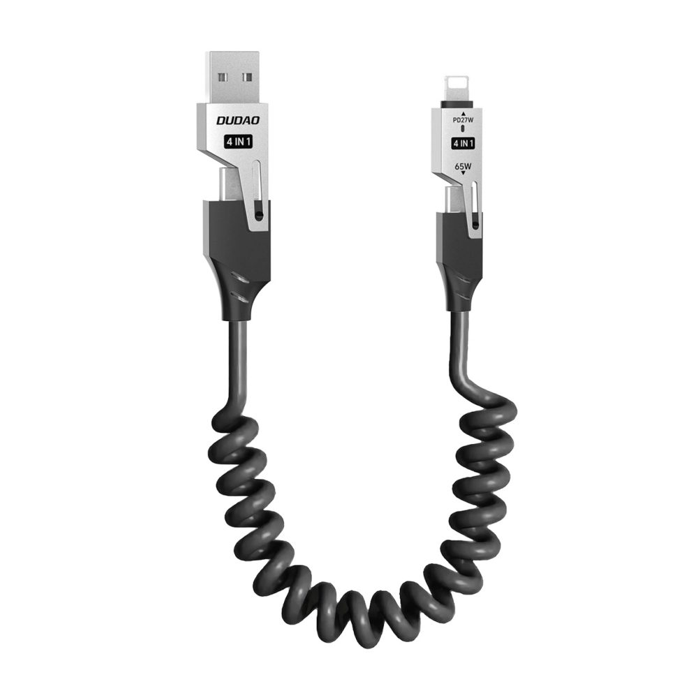 Dudao L20 Pro kábel 4v1 USB-A / USB-C – Lightning / USB-C, čierny
