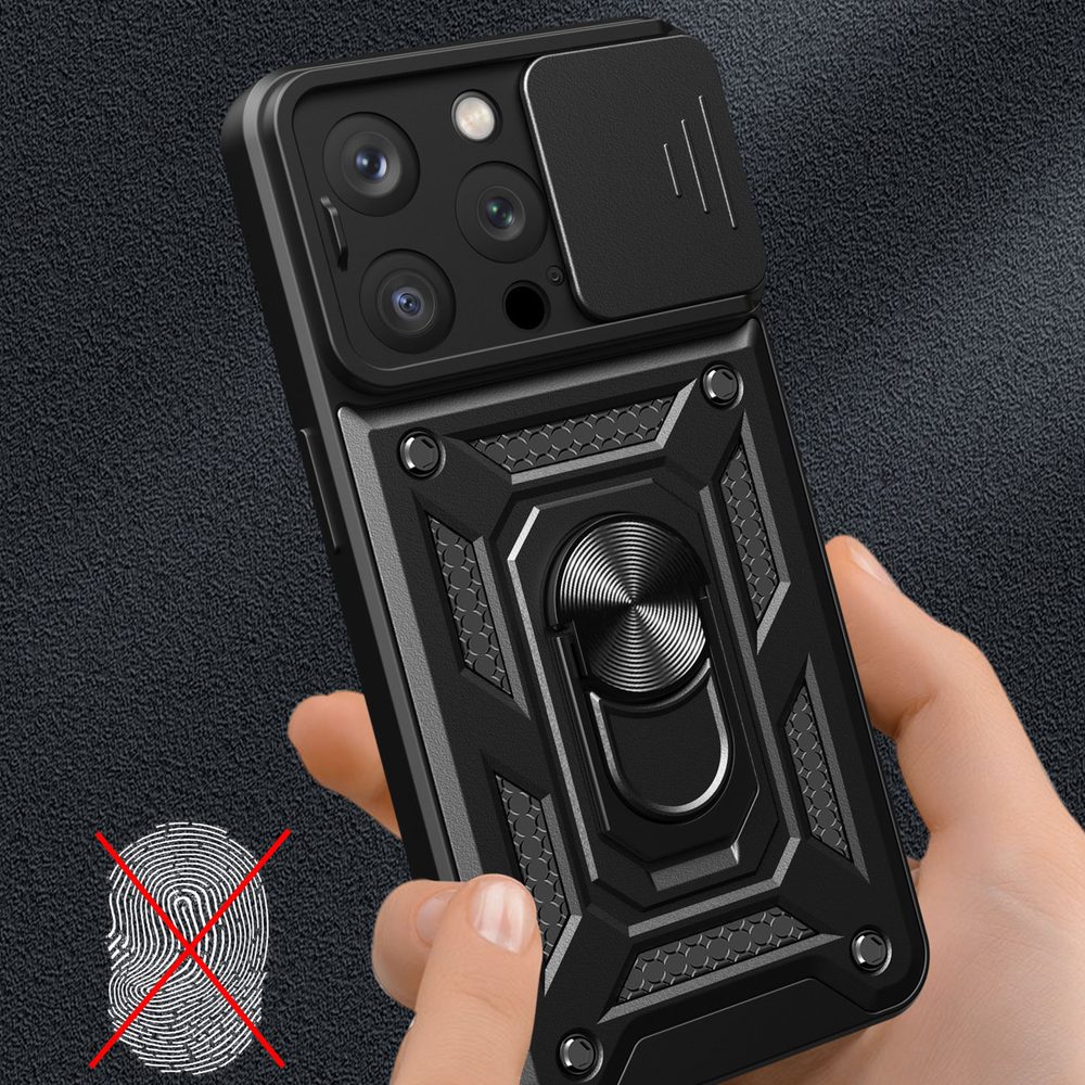 Hibrid Armor Camshield, IPhone 15 Pro, Fekete