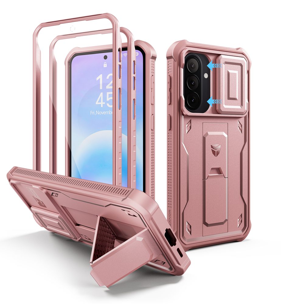 Dexnor 360 Kickstand Camprotector maska Samsung Galaxy A57, ružičasta