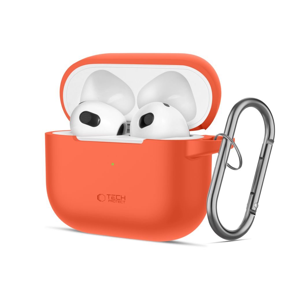 Levně Tech-Protect Silikonové pouzdro, Apple AirPods 3, oranžové