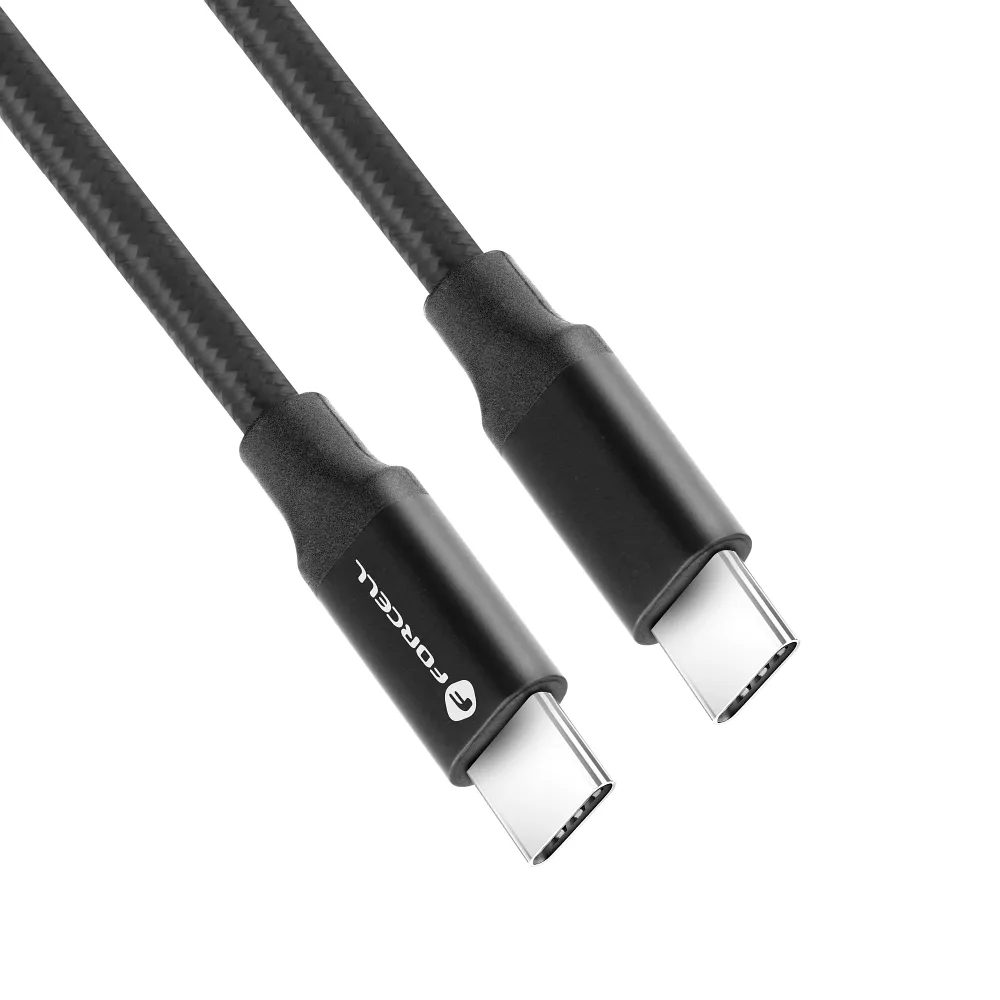 Forcell Kabel USB-C - USB-C, QC4.0, 5A/20V, PD100W, E-oznaka / 4K / Thunderbolt / 20Gbit/s, C391, 1 M, Crni
