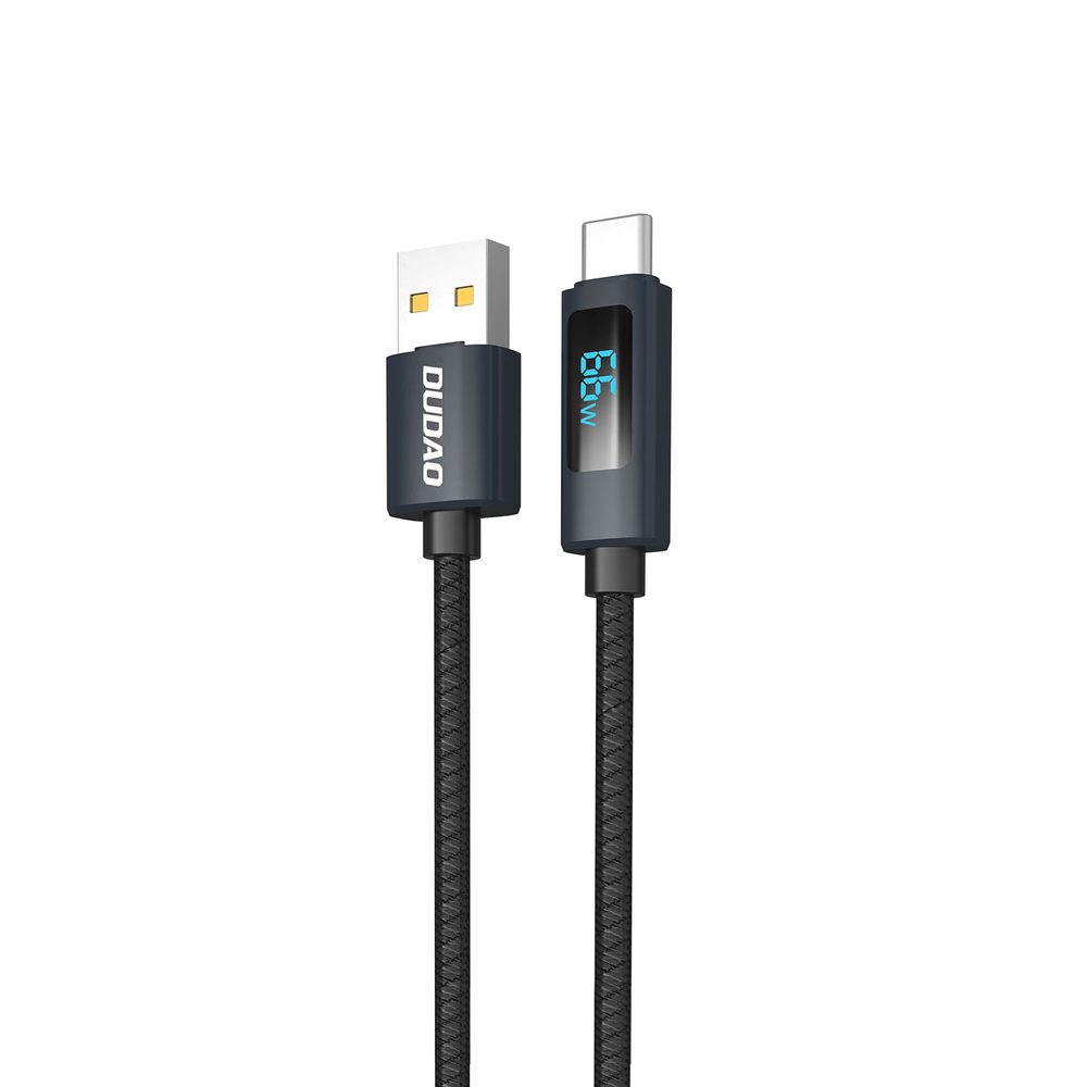Levně Dudao L7T kabel USB-A - USB-C s LED displejem, 66W, 1 m, černý