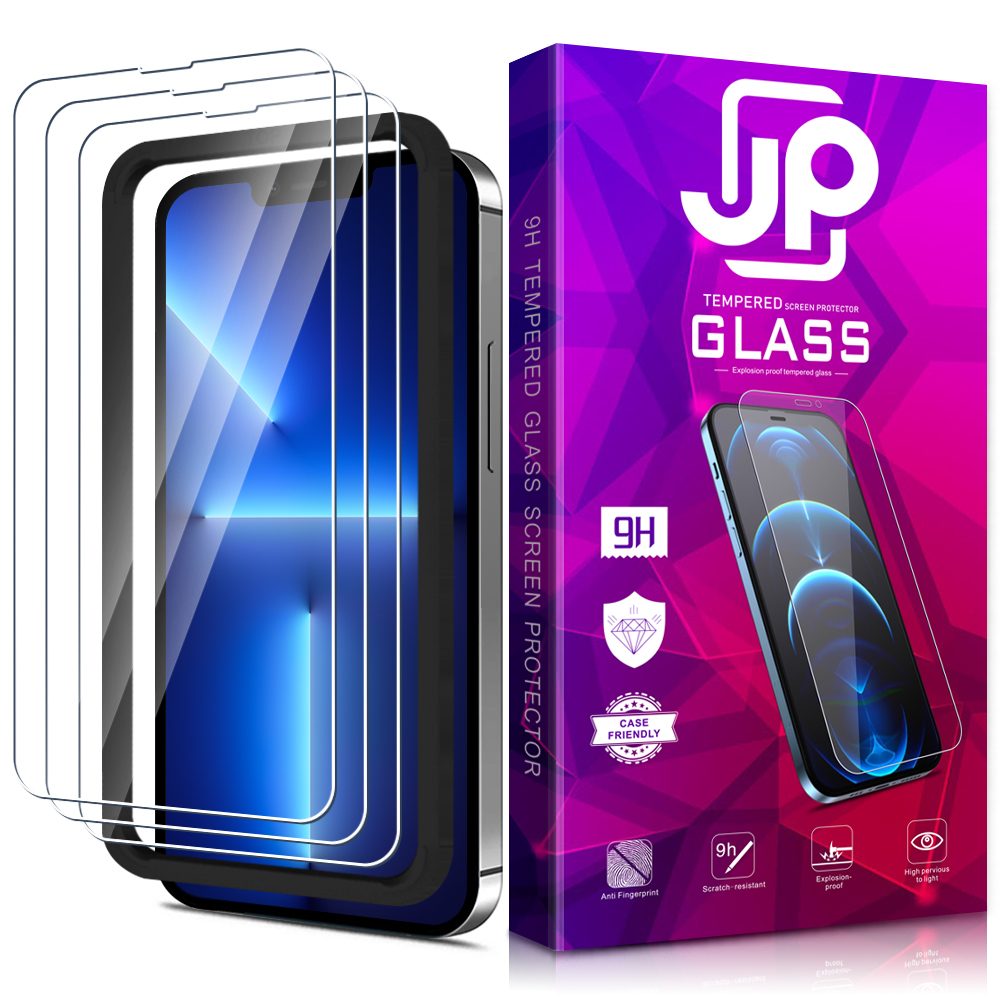 JP Hosszú Csomag Edzett üveg, 3 Szemüveg Telefonhoz Applikátorral, IPhone 13