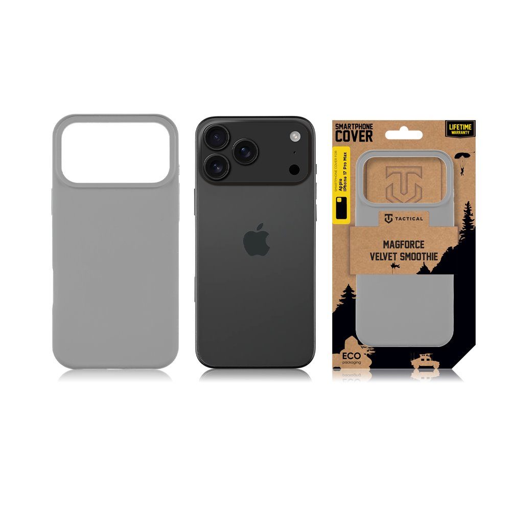 Tactical MagForce Velvet Smoothie kryt, iPhone 17 Pro Max, sivý