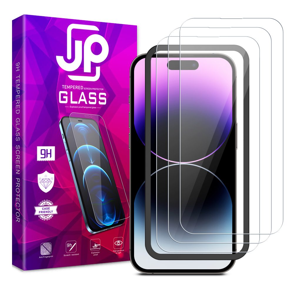 JP Hosszú Csomag Edzett üveg, 3 üveg Telefononként, Applikátorral, IPhone 14 Pro MAX